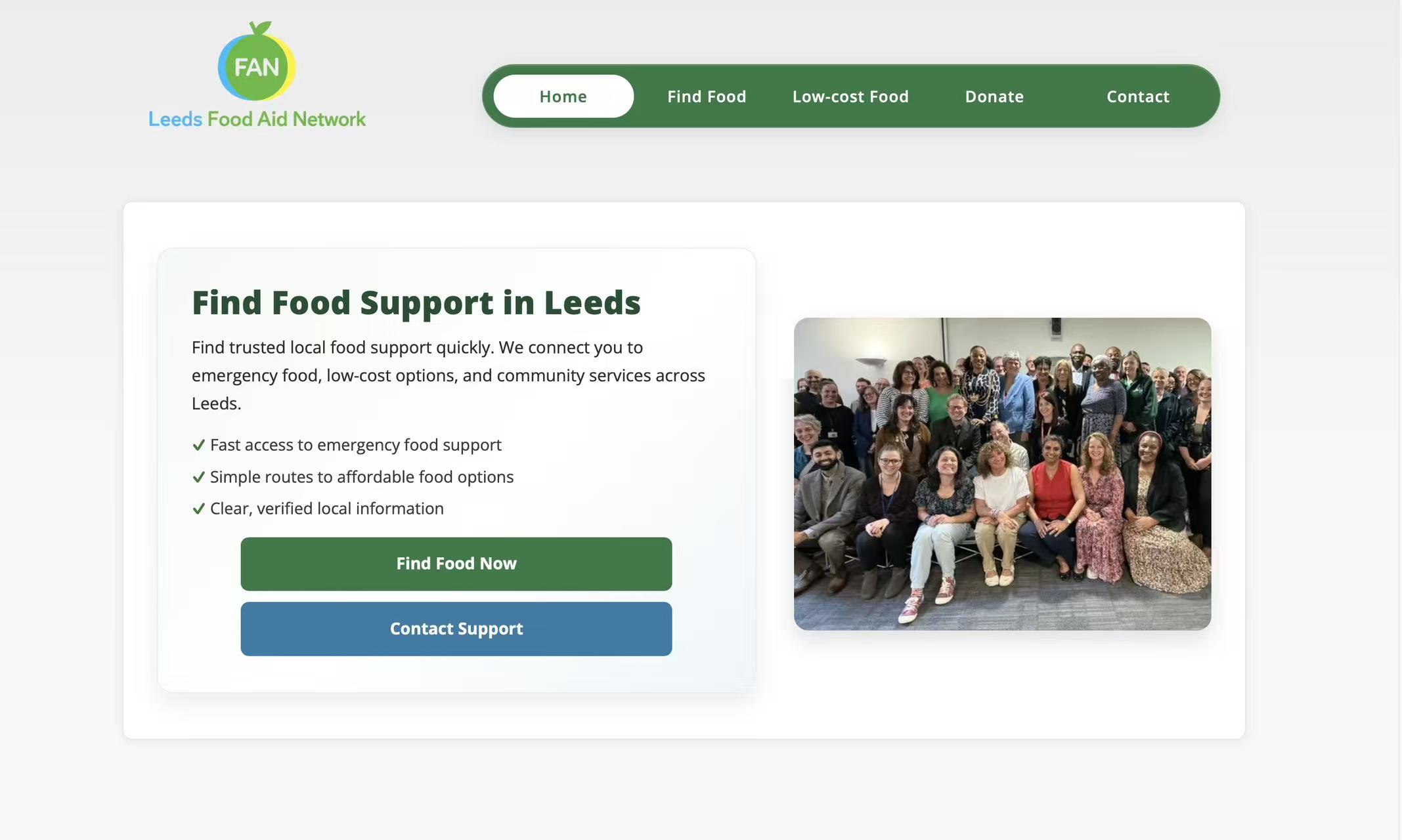 Leeds Food Aid Network redesign
