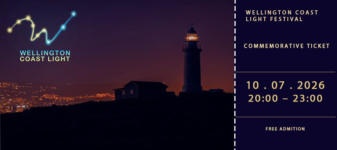 Commemorative ticket for Wellington Coast Light Festival